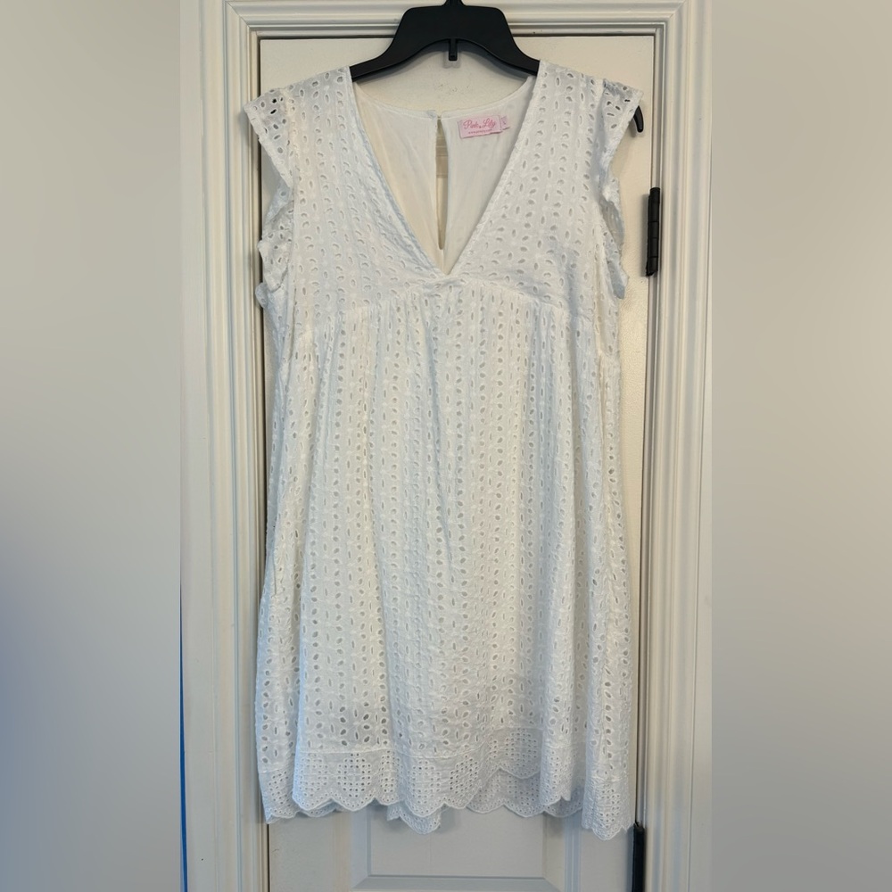 Pink Lily Eyelet Romper Dress L